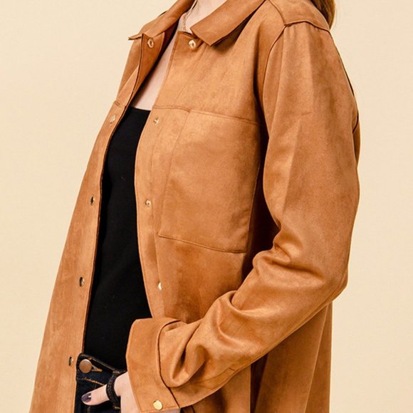 Suede Button Down Shirt - Picture 2 of 7